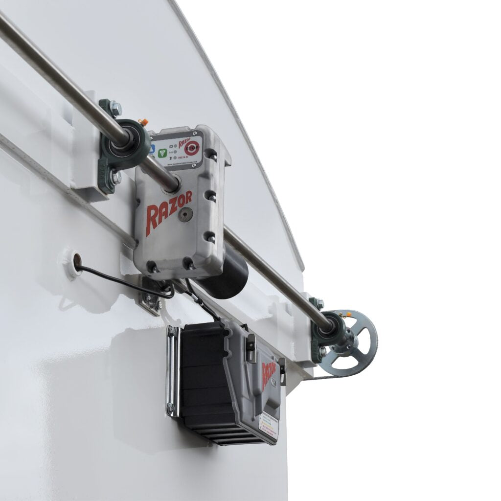 Mechanical component with 'Razor' branding on a white background