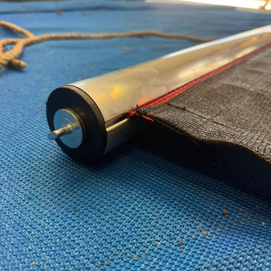 All Tarps 7.5m retractable pull tarp setup – black MeshTarp cover