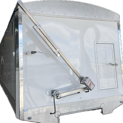Metallic container with a transparent door on a white background