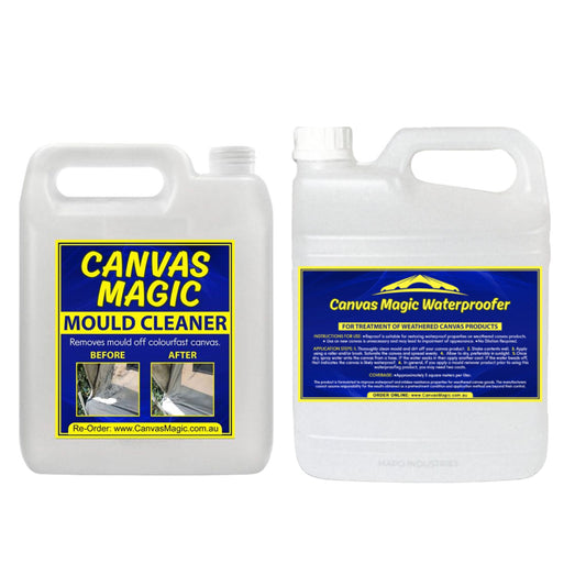 Canvas Magic Mould Cleaner + Waterproofer Bundle – 4L Each