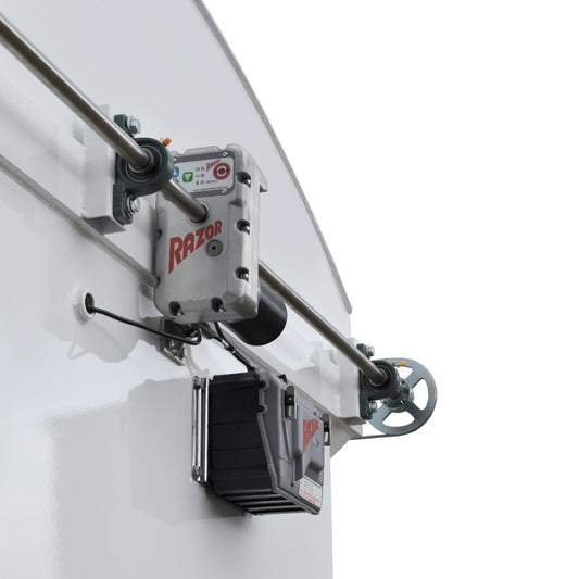 Mechanical component with 'Razor' branding on a white background